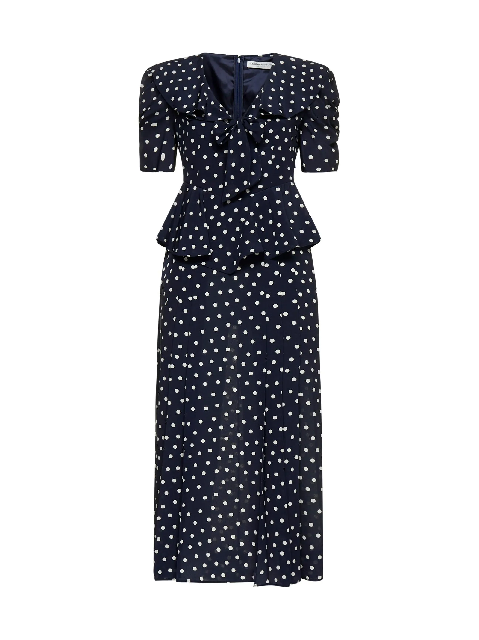 Alessandra Rich Polka Dot Print V-Neck Midi Dress