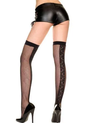 Black Fishnet ThighHi w/Lace Backseam - One Size Available