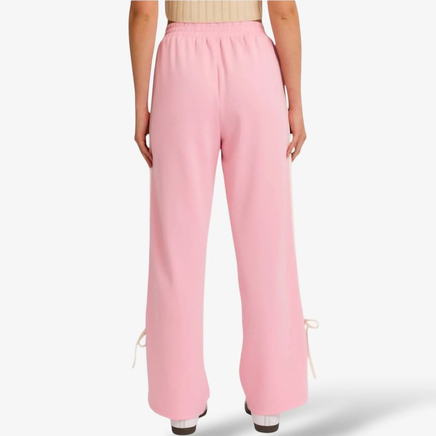 Bow Track Wide Leg Pants In Pink