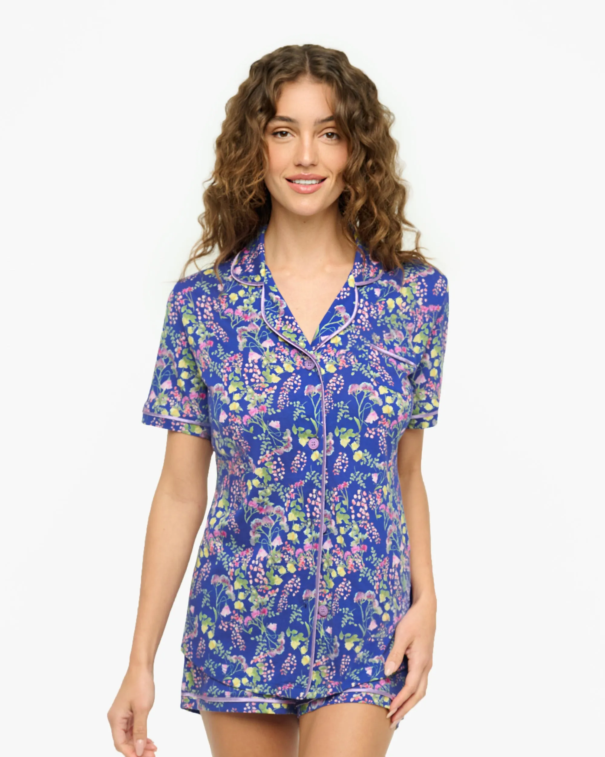 Conjunto De Pijama Con Camisa De Manga Corta Y Pantalones Cortos