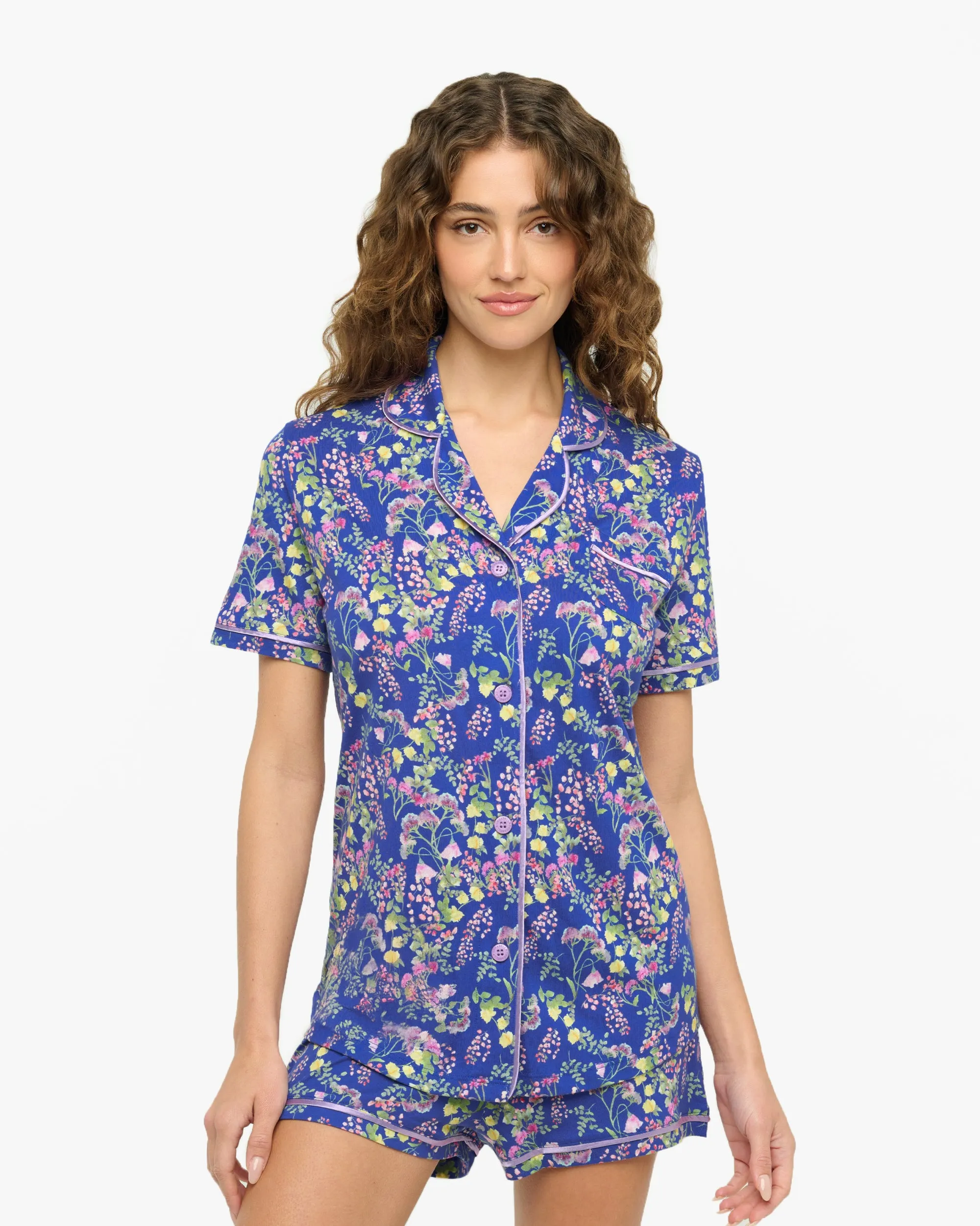 Conjunto De Pijama Con Camisa De Manga Corta Y Pantalones Cortos