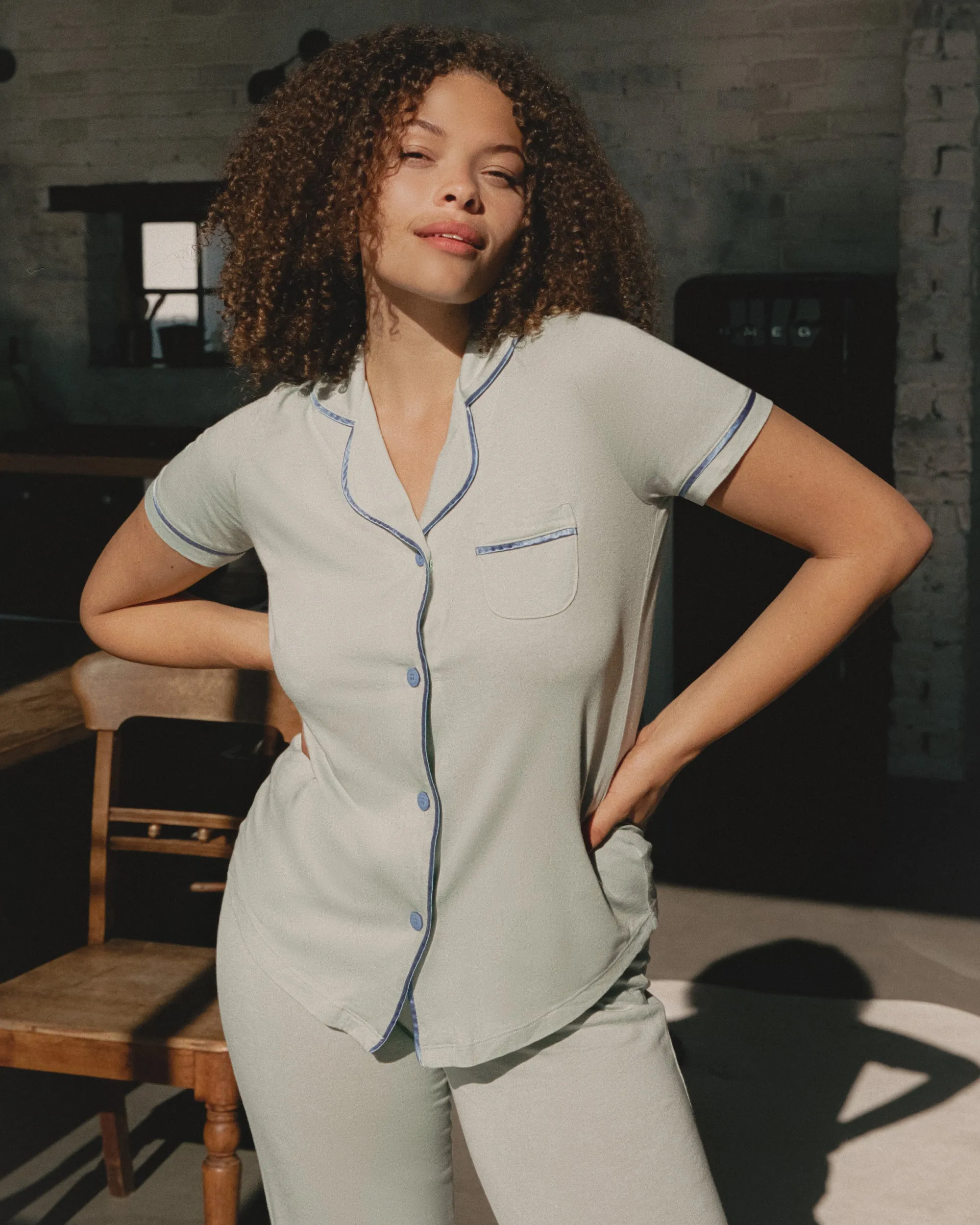 Conjunto De Pijama Con Camisa De Manga Corta Y Pantalones