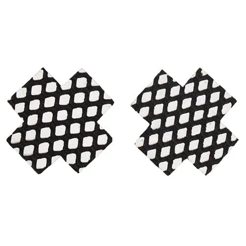 Coquette - Fishnet Cross Pasties Nipple Covers O/S (Black)