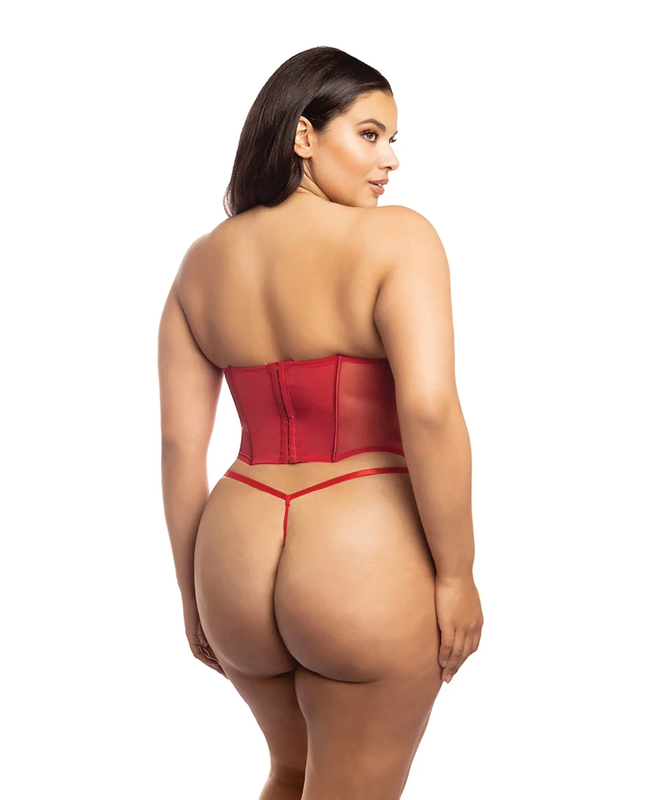 Curvy Holiday Santa's Entourage Velvet Bustier w/Marabou Trim Set