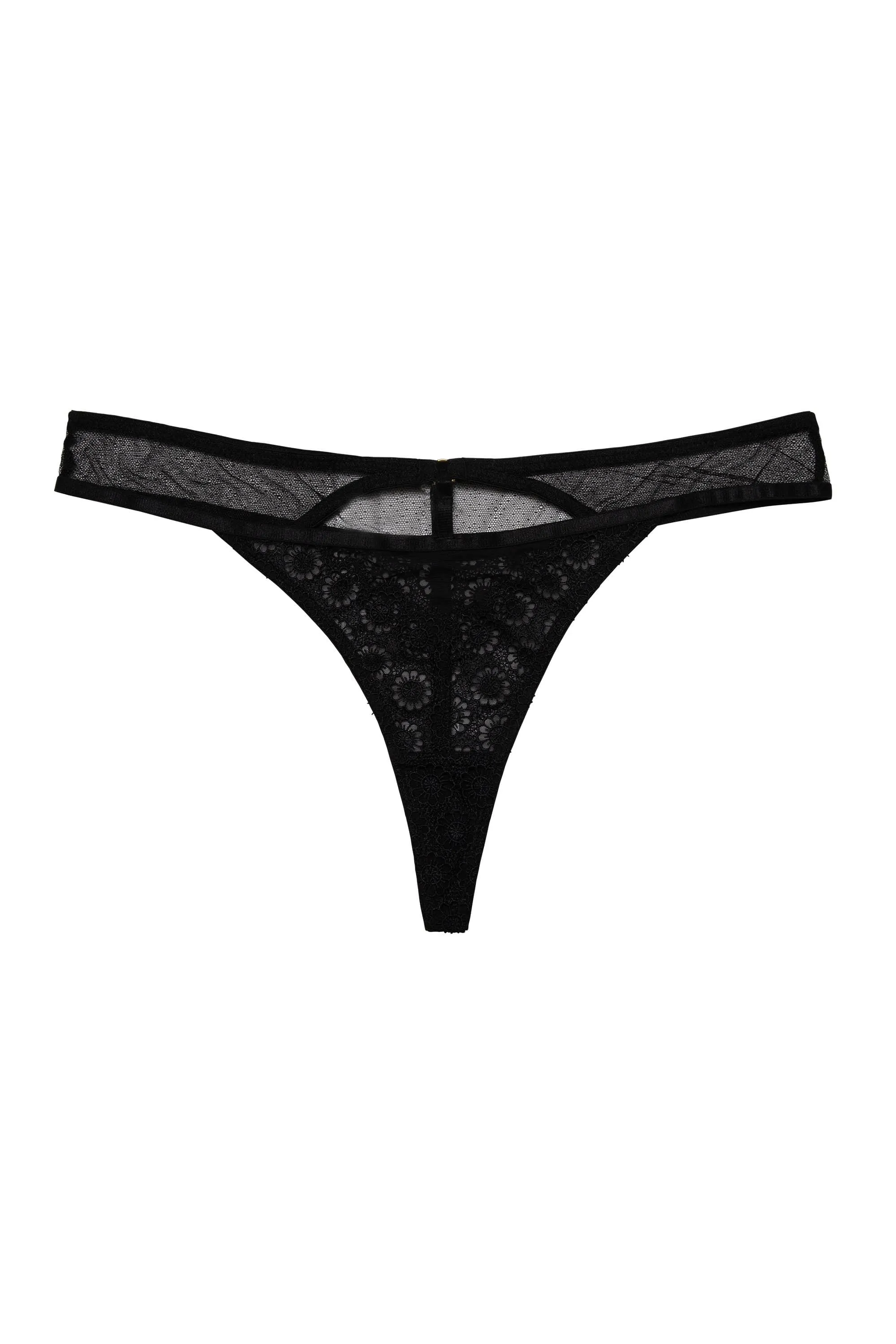 Elva Black Hipster Thong