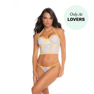 Embroidered Bustier & Thong Set