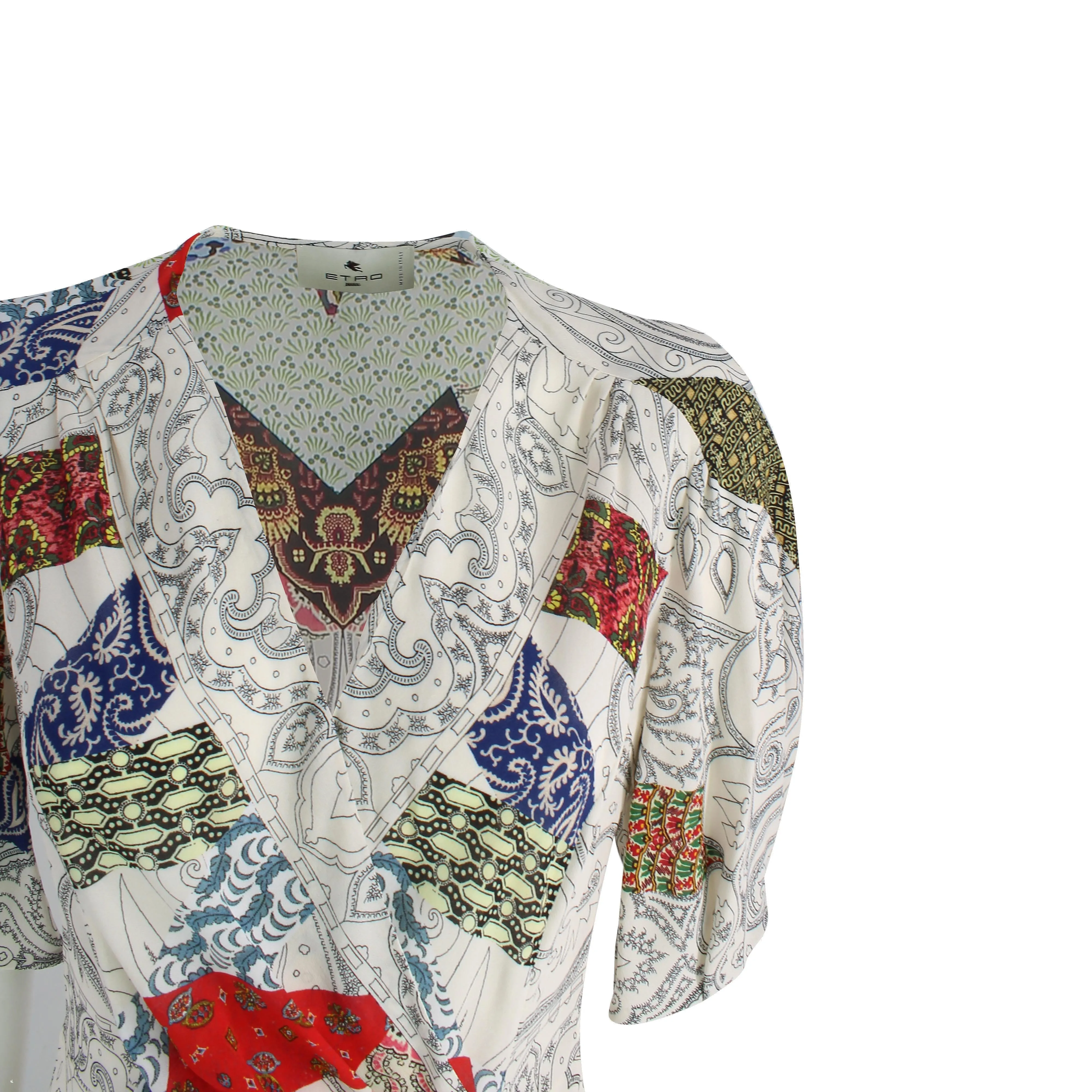 Etro V-Neck Patchwork Wrapped Dress