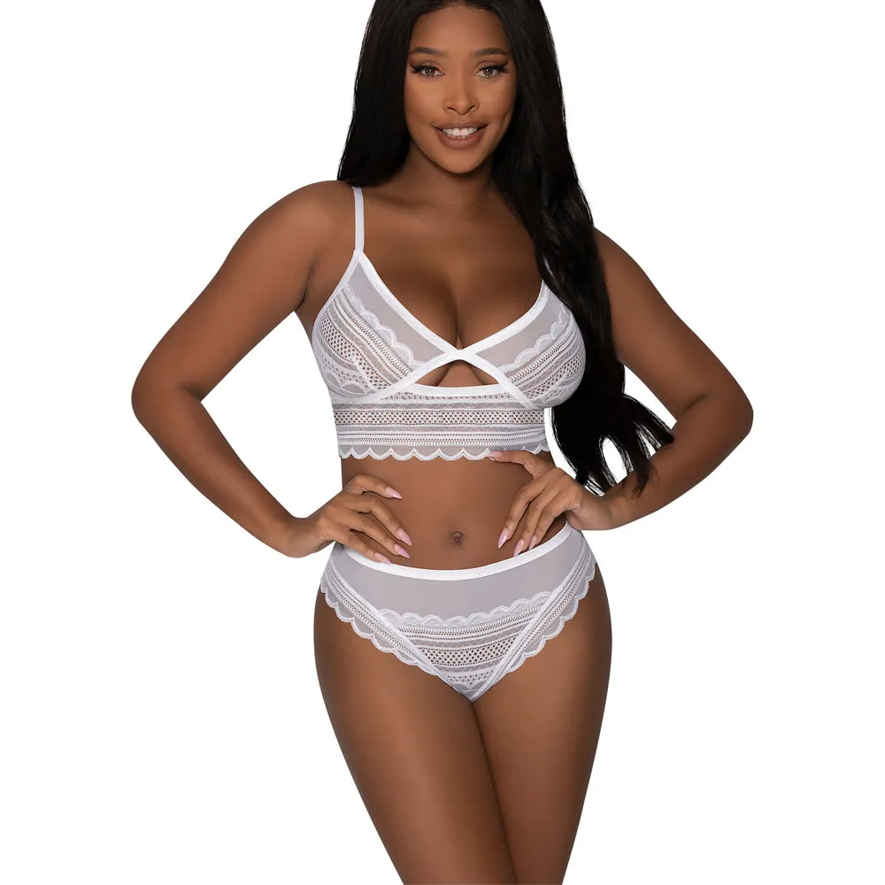 Exposed Modern Romance White Mesh Bralette & Cutout Panty Set