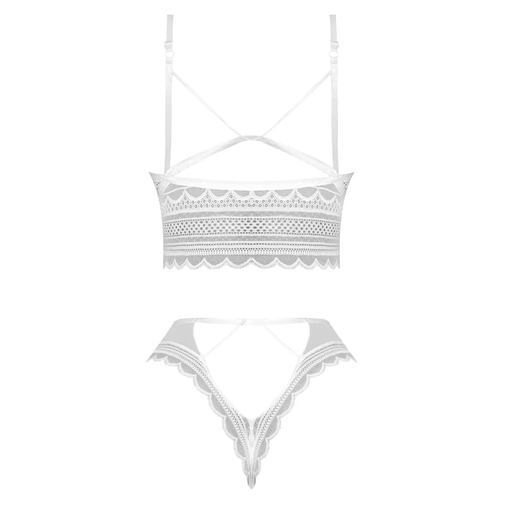 Exposed Modern Romance White Mesh Bralette & Cutout Panty Set