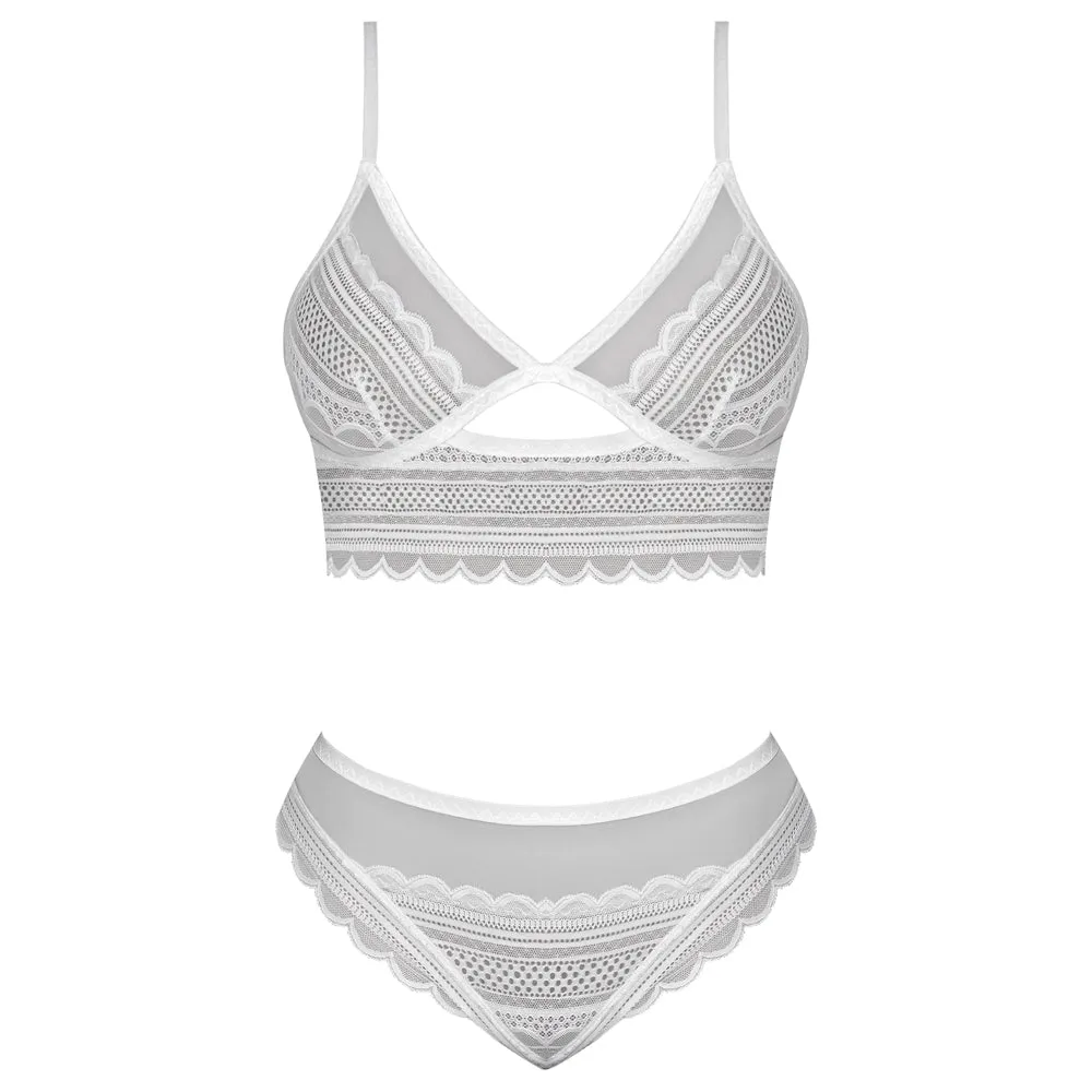 Exposed Modern Romance White Mesh Bralette & Cutout Panty Set