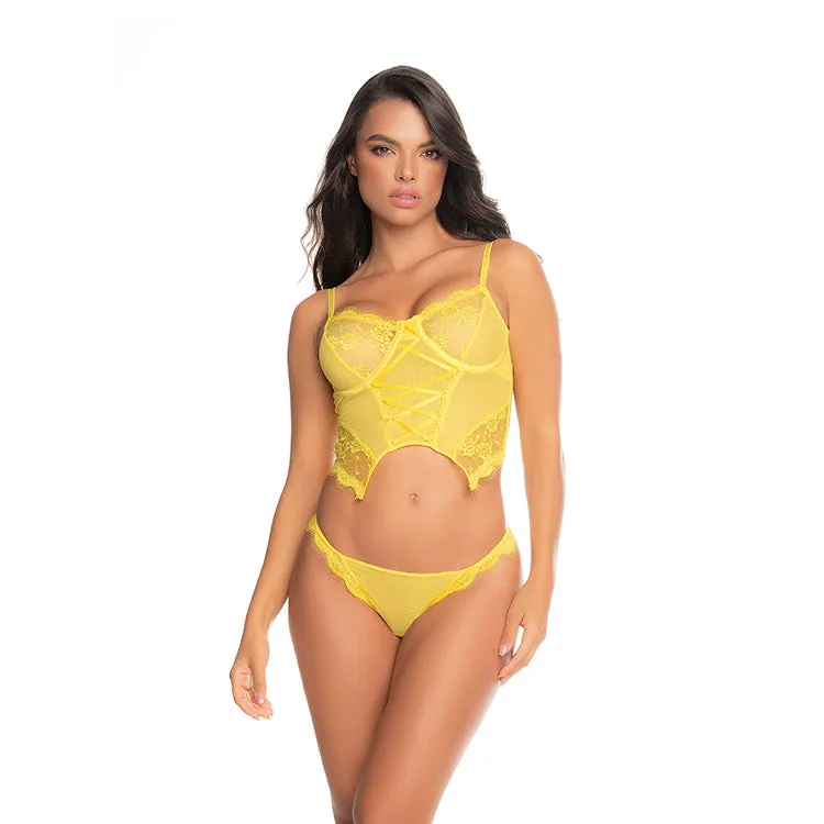 Eyelash Bustier & Thong 2pc Set