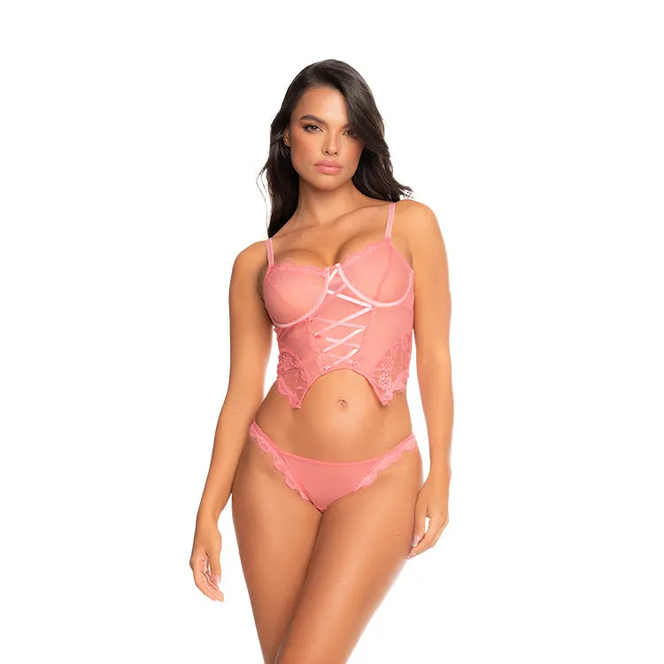 Eyelash Bustier & Thong 2pc Set