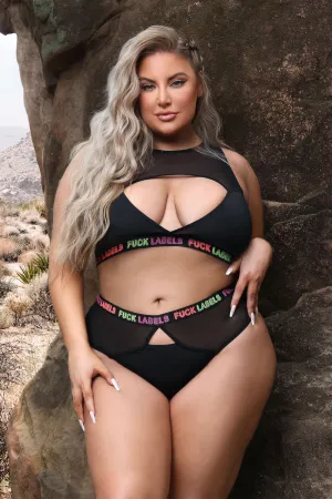 Fantasy Curve Vibes F*ck Labels Crop Top & High Waist Bottoms Set
