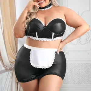 Fantasy Lingerie 5-Star Service Wet Look Maid Costume - Curvy