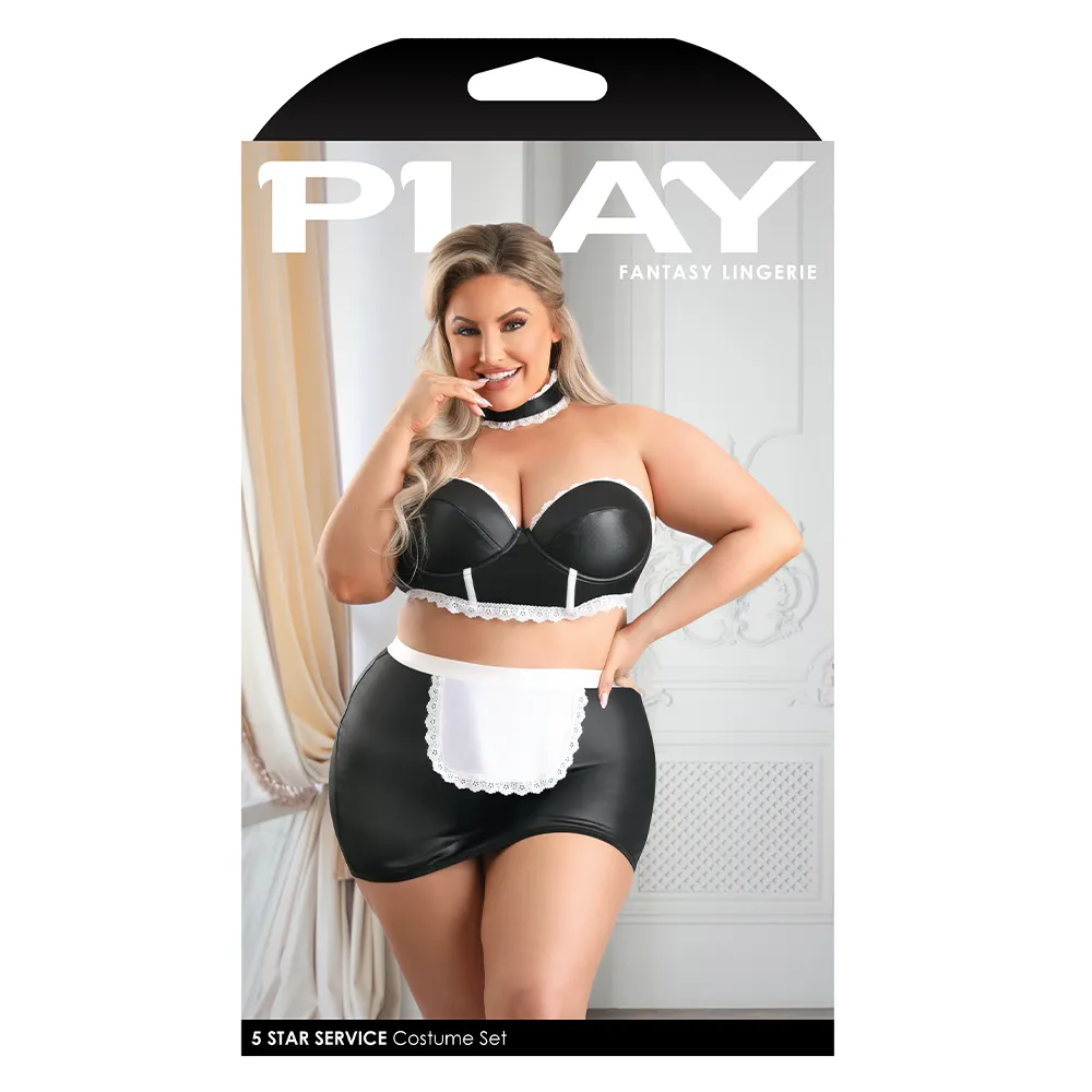 Fantasy Lingerie 5-Star Service Wet Look Maid Costume - Curvy