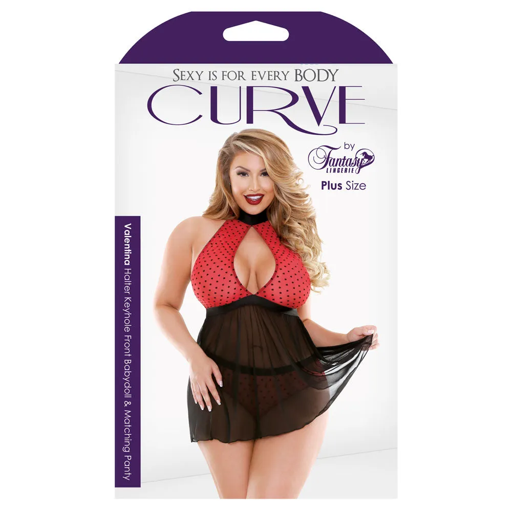 Fantasy Lingerie Curve - Valentina Halter Keyhole Babydoll & Panty