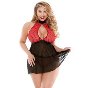 Fantasy Lingerie Curve - Valentina Halter Keyhole Babydoll & Panty