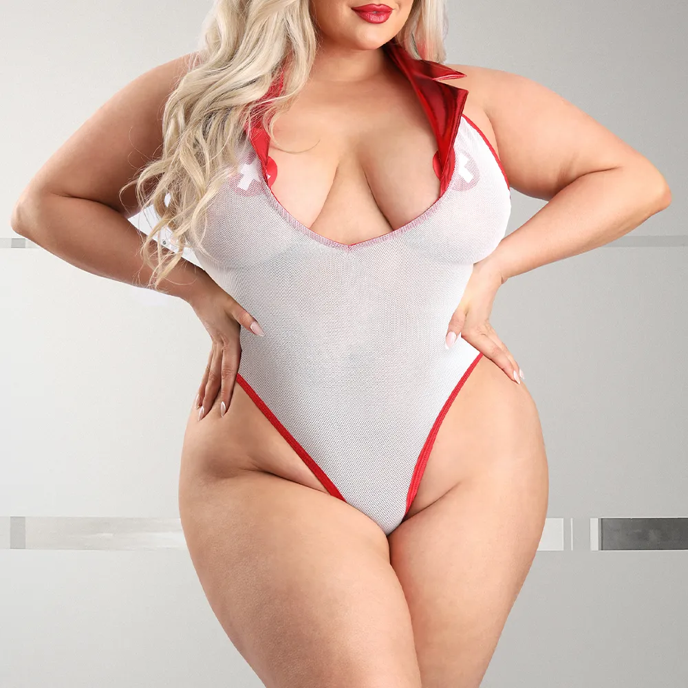 Fantasy Lingerie Pulse Check Nurse Teddy & Skirt Costume Set - Curvy