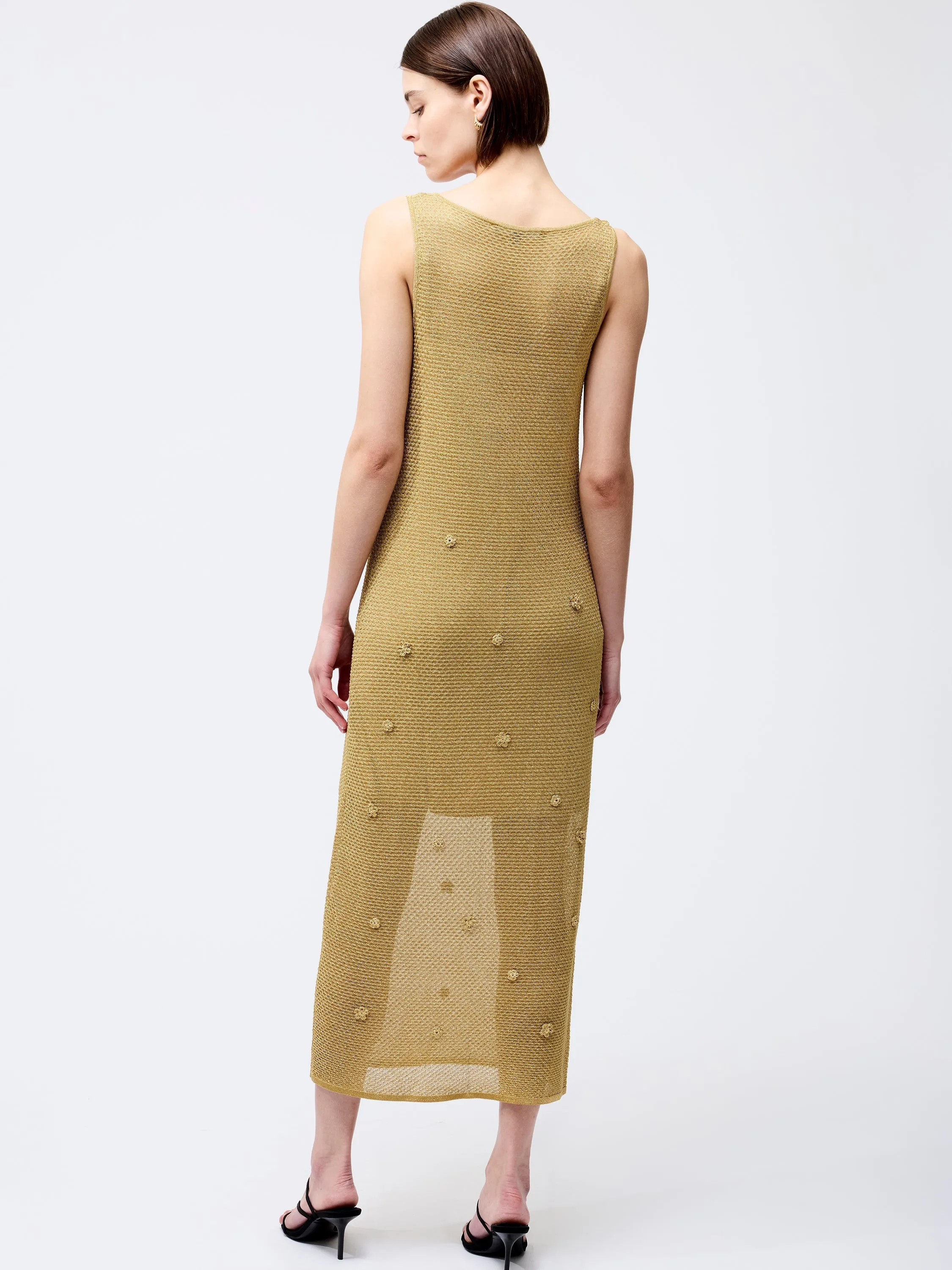 Floral Applique Metallic Dress