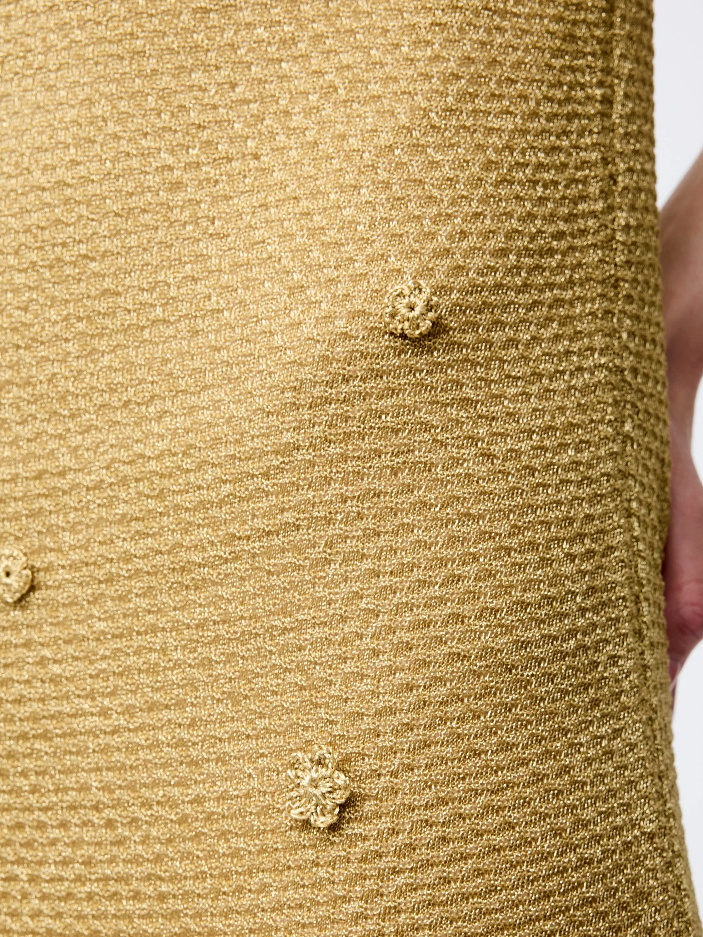 Floral Applique Metallic Dress