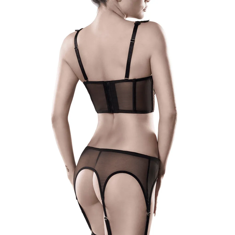 Grey Velvet Dessous Sheer Mesh & Crochet Lingerie Set