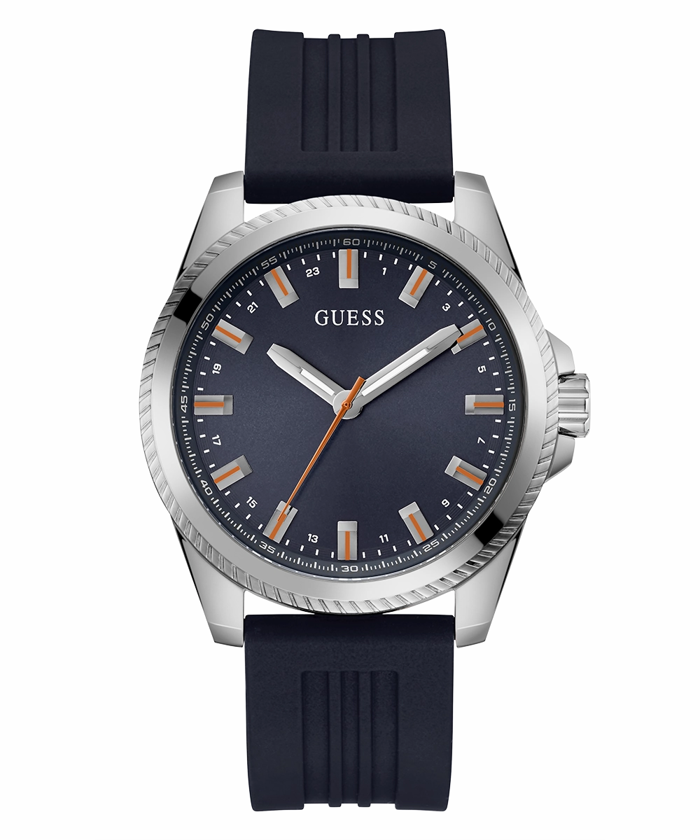 GUESS Mens Navy Silver Tone Analog Watch
