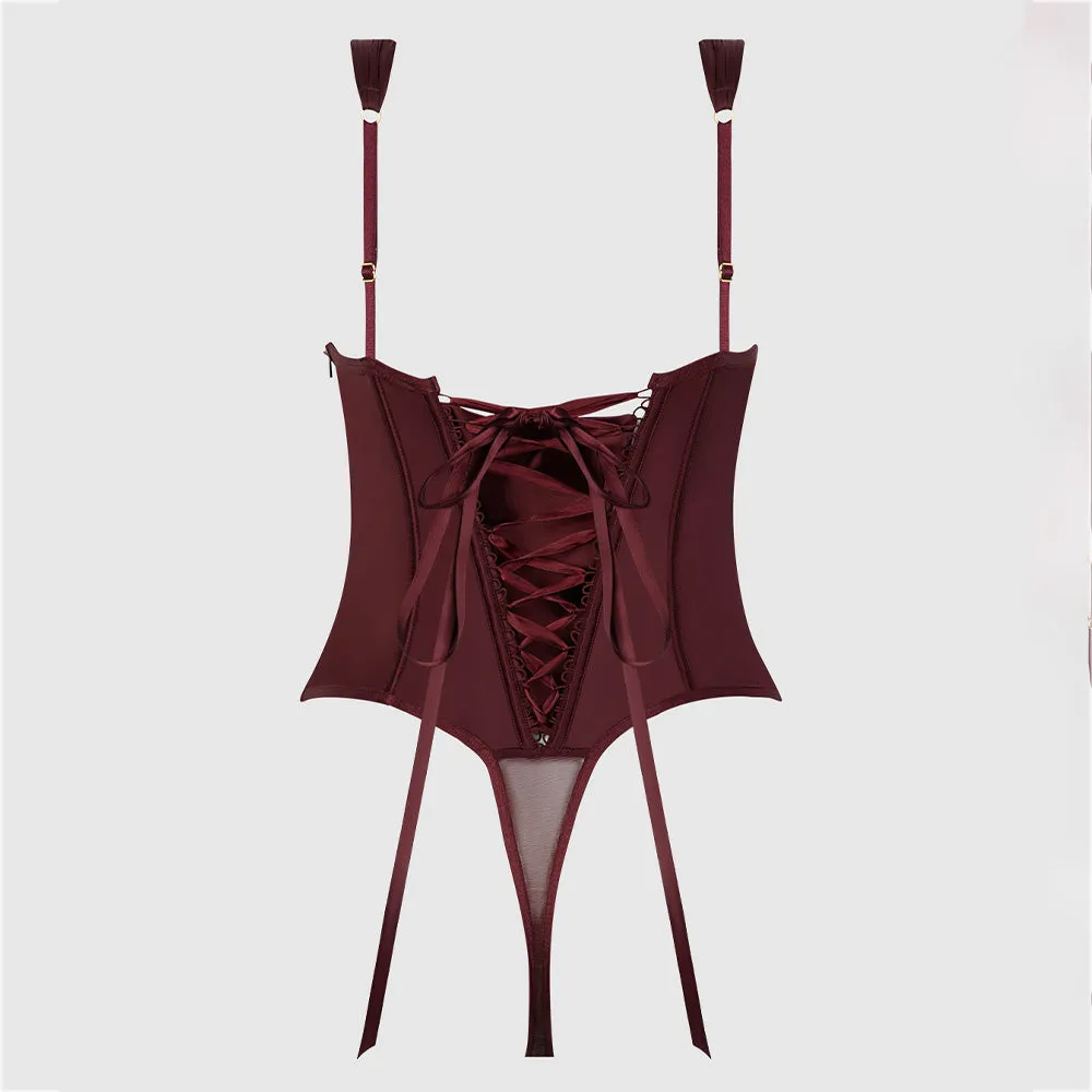 House of Desire Brigeta Satin Push-Up Gartered Corset Teddy