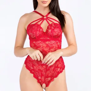 Just Sexy Lingerie Strappy Lace Crotchless Teddy