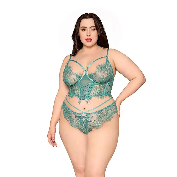 Lace Agate Cropped Bustier & Thong