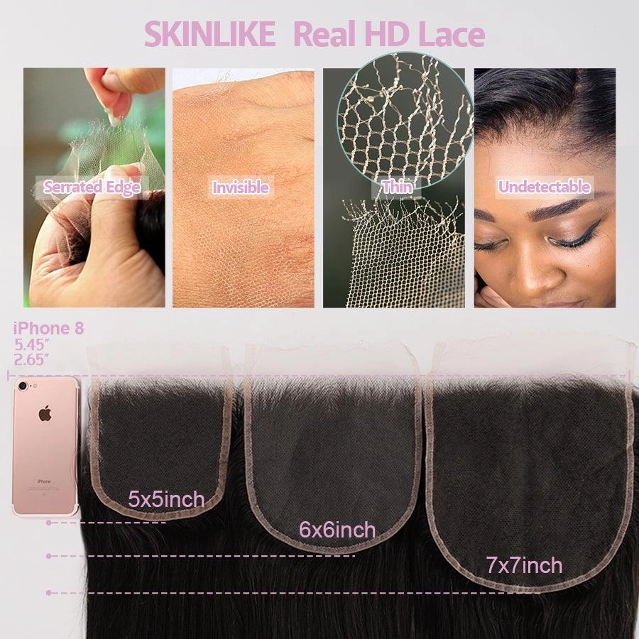 Lace Closure Only, 7x7 Skinlike Real HD Lace Closure Only, HD Lace Piece