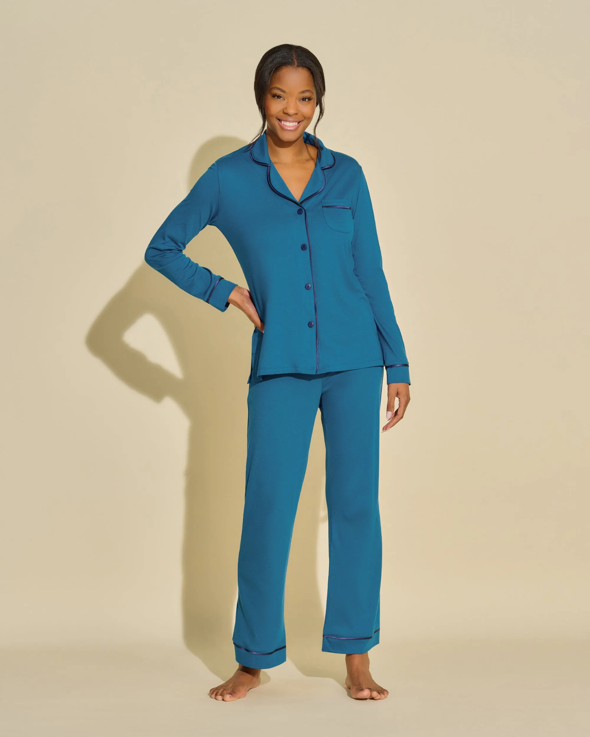 Langärmeliges Top & Boxer Pyjama-Set