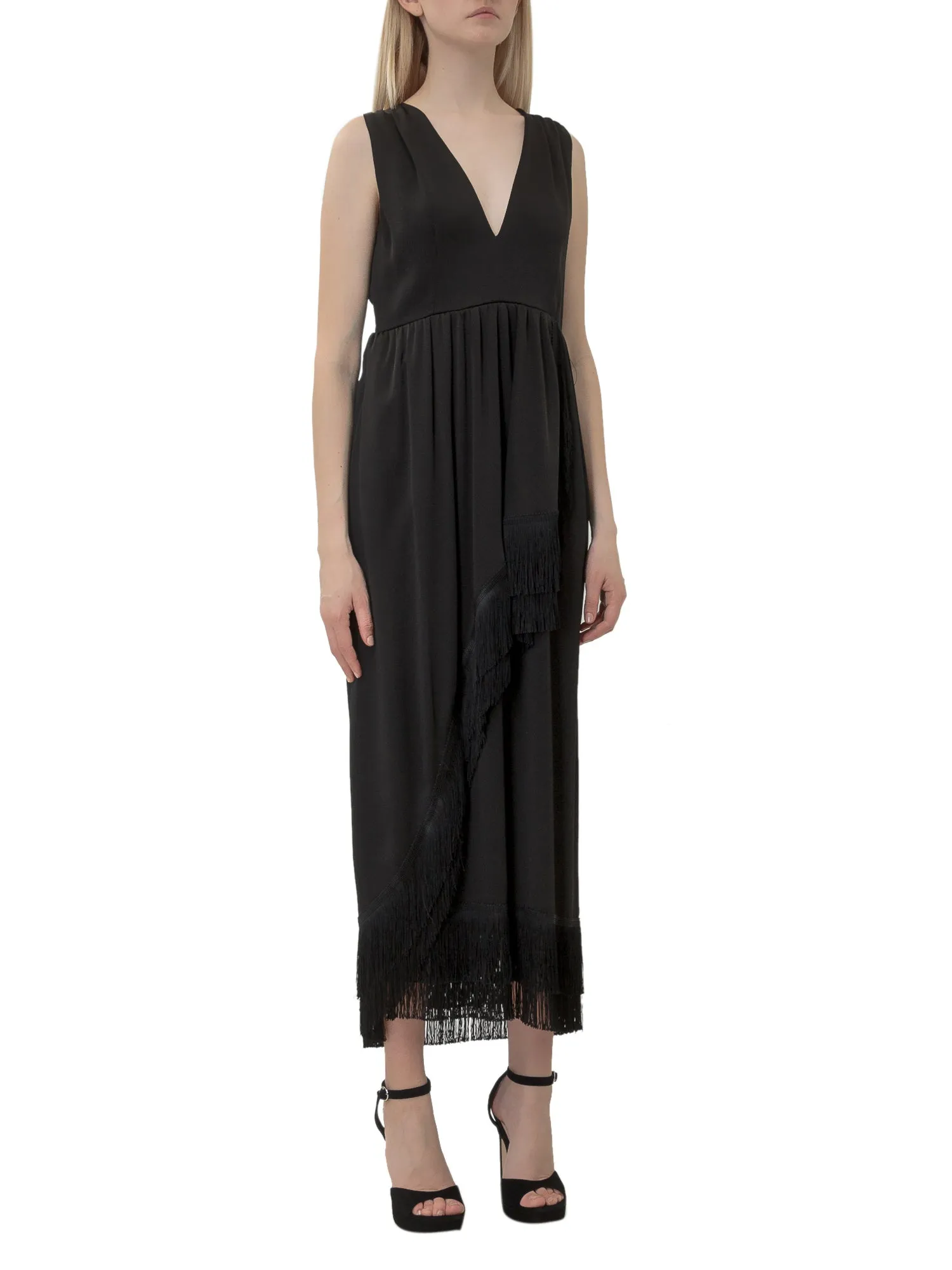 L'Autre Chose V-Neck Sleeveless Midi Dress