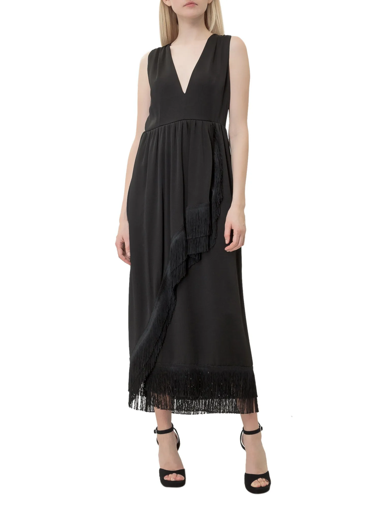 L'Autre Chose V-Neck Sleeveless Midi Dress