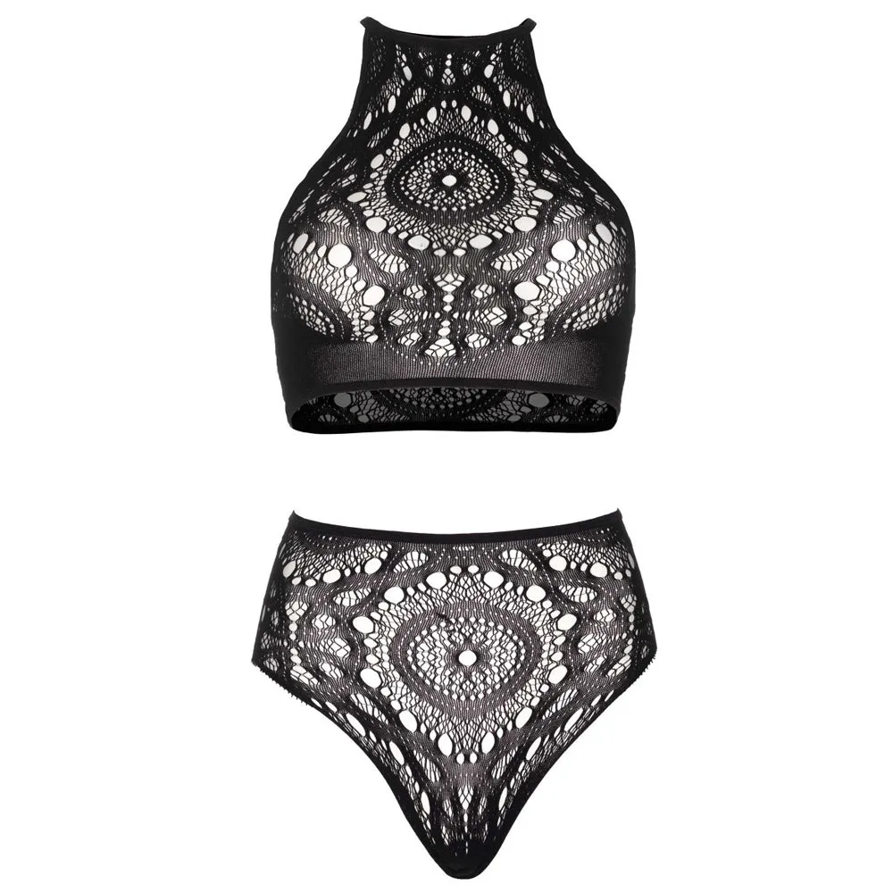 Leg Avenue 2-Piece Lace Crop Top & High-Waisted Panty Set
