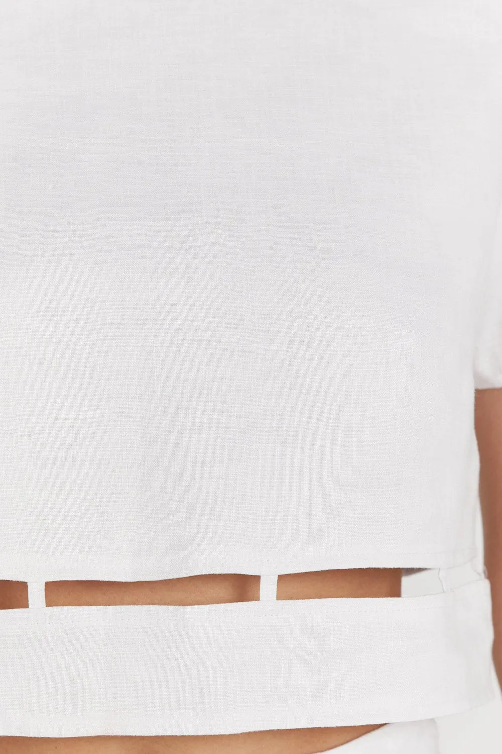 PETRA WHITE LINEN CROP TOP