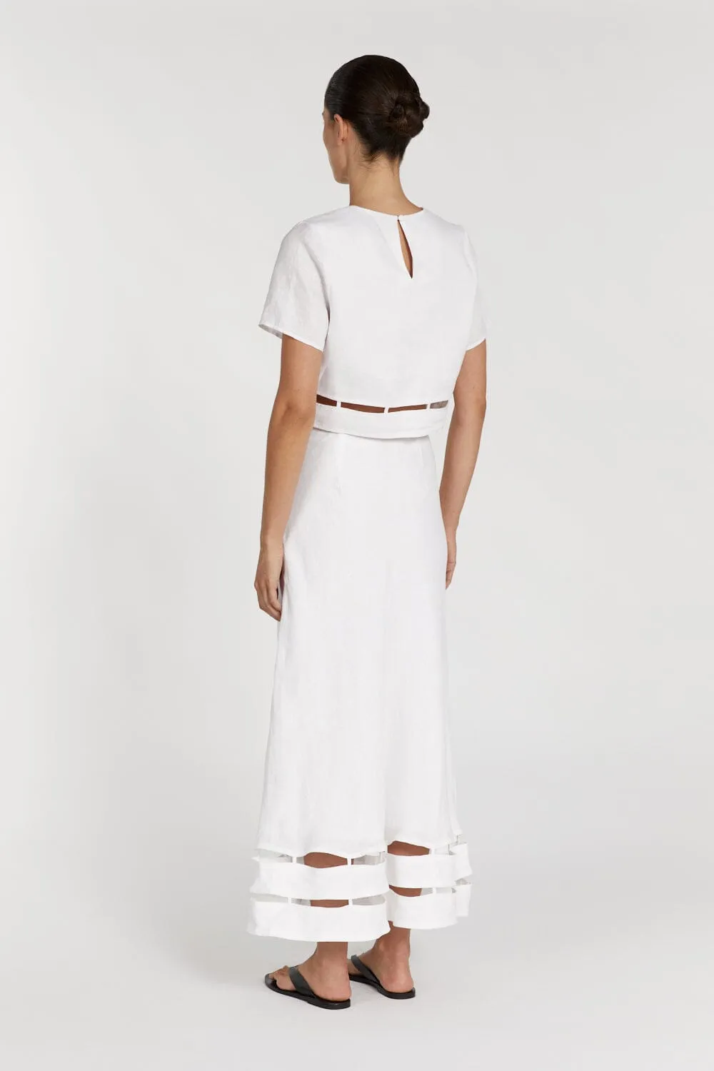 PETRA WHITE LINEN CROP TOP