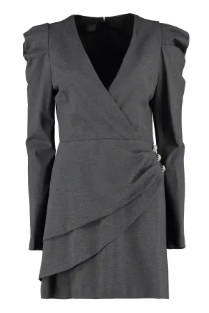 Pinko V-Neck Long Sleeved Mini Dress