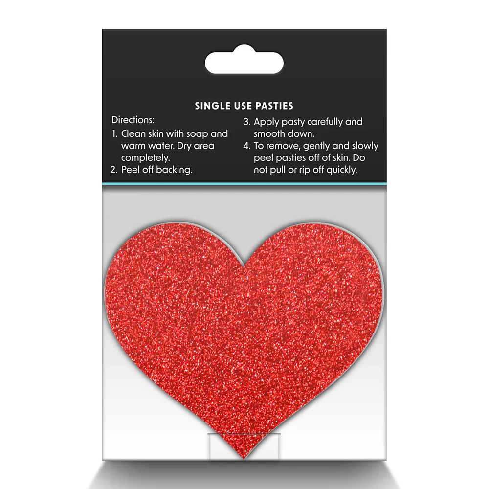 Pretty Pasties Glitter Heart Adhesive Nipple Pasties 2-Pack