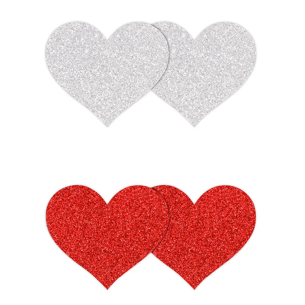Pretty Pasties Glitter Heart Adhesive Nipple Pasties 2-Pack