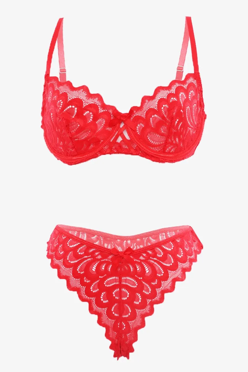 Red Lace Lingerie Set