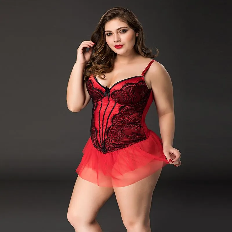 Red Skirted Corset - Queen Size