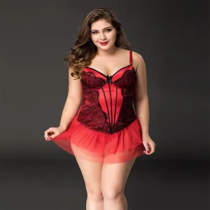 Red Skirted Corset - Queen Size