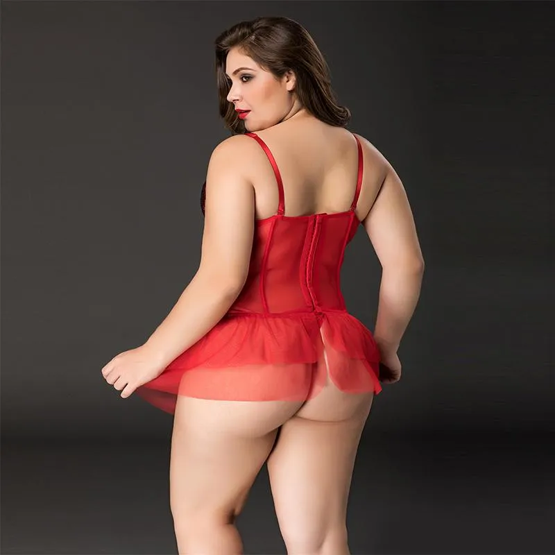 Red Skirted Corset - Queen Size