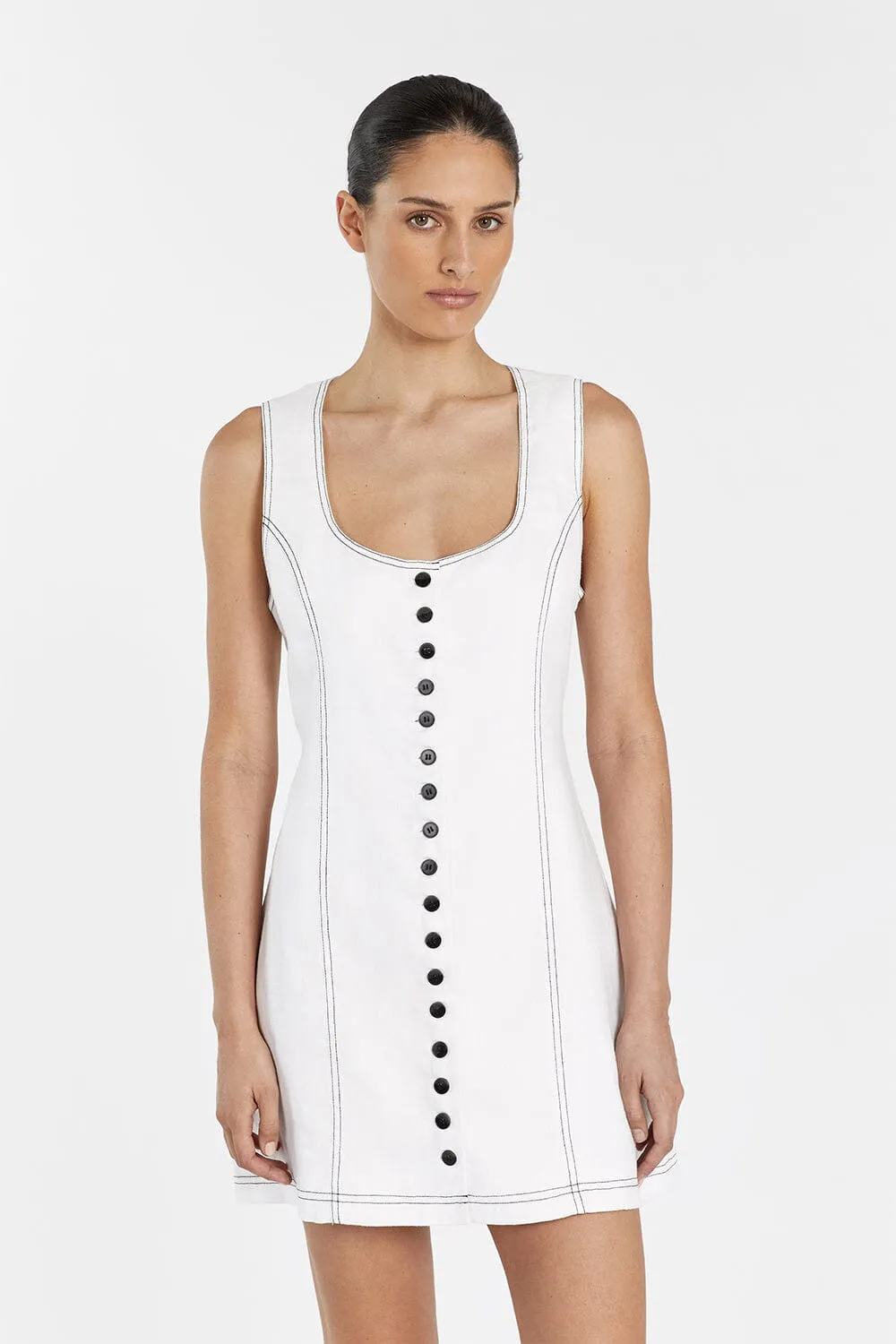 ROSIE WHITE LINEN MINI DRESS