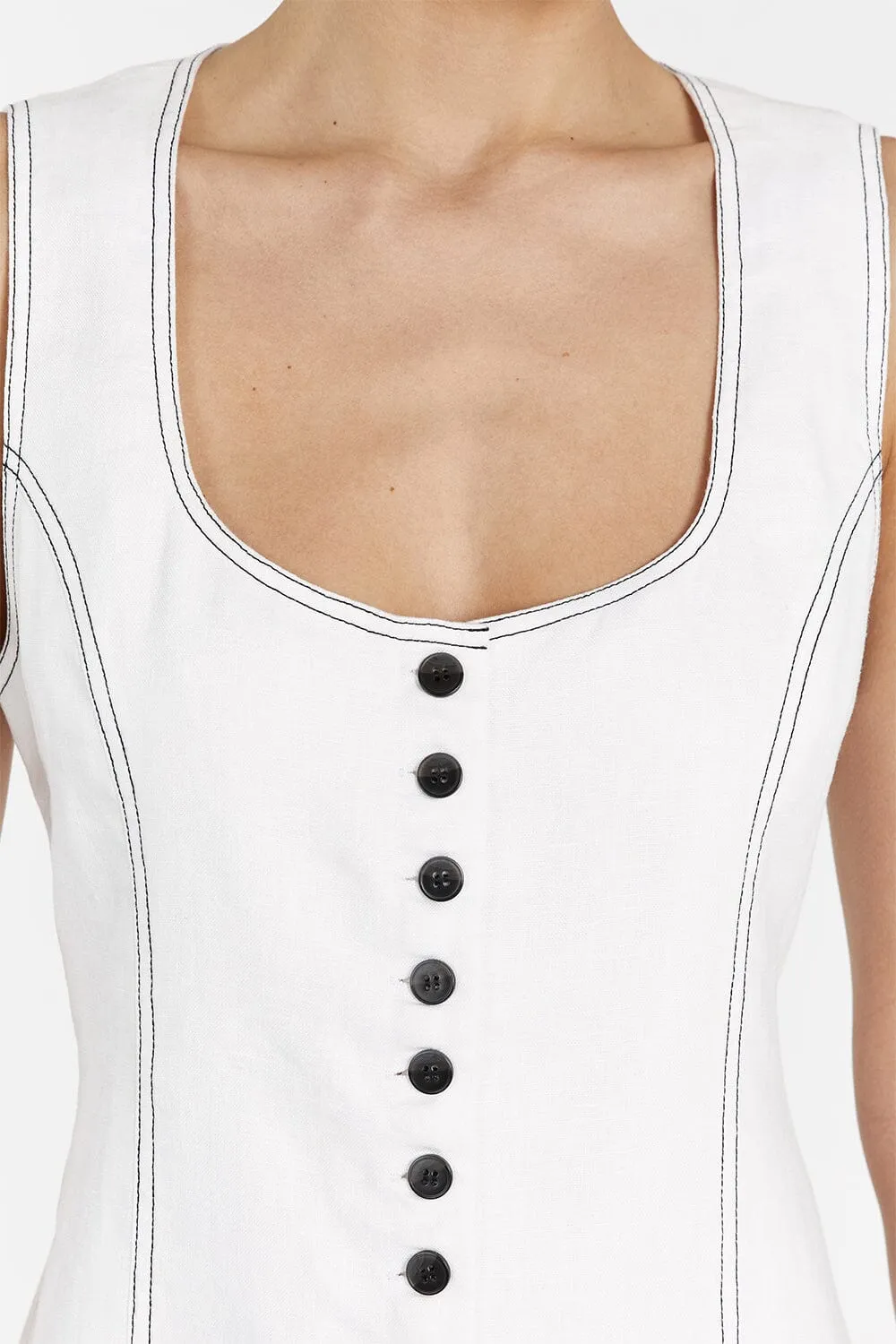 ROSIE WHITE LINEN MINI DRESS