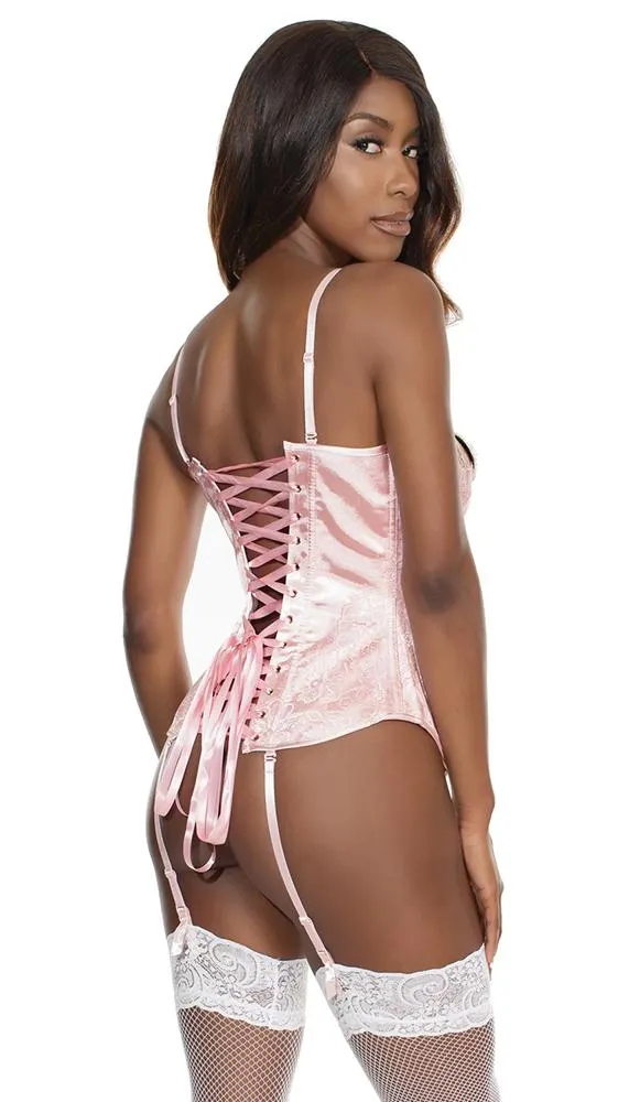 Satin Lace Demi Cup Underwire Bustier