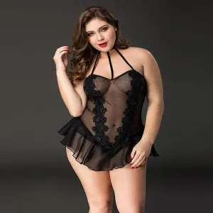 Sheer Black Skirted Teddy - L-XL