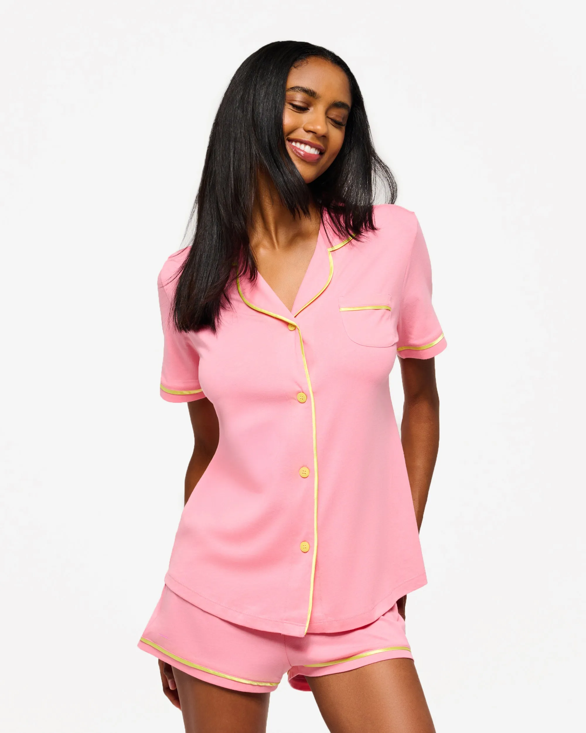 Short Sleeve Top & Boxer Pajama Set
