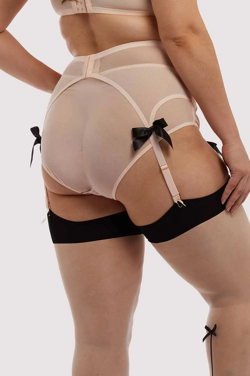 Showgirl 4 Straps Stitch Pink Suspender Belt