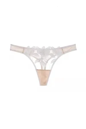 White Magic Flower Embroidery Mesh Panty Lingerie Thong